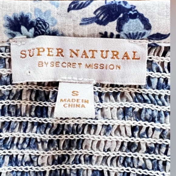 Revolve Super Natural by Secret Mission Blue Floral Chiffon Ruffle Peasant Dress - Picture 6 of 11